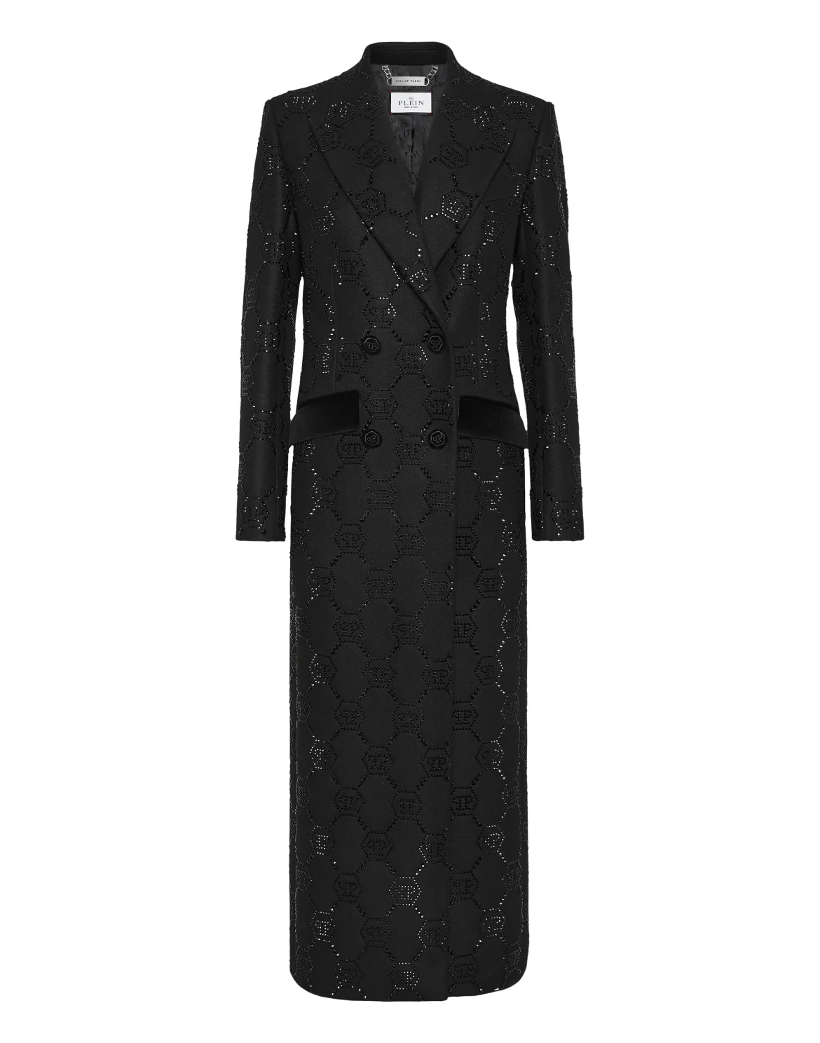 Maxi Coat Strass Monogram, цвет: Черный