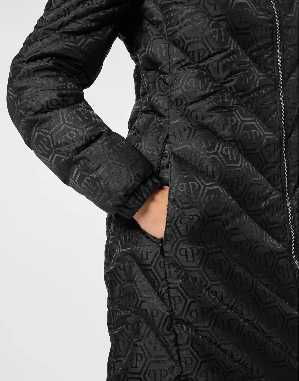 Long Coat Puffer Jacket Monogram, цвет: Черный