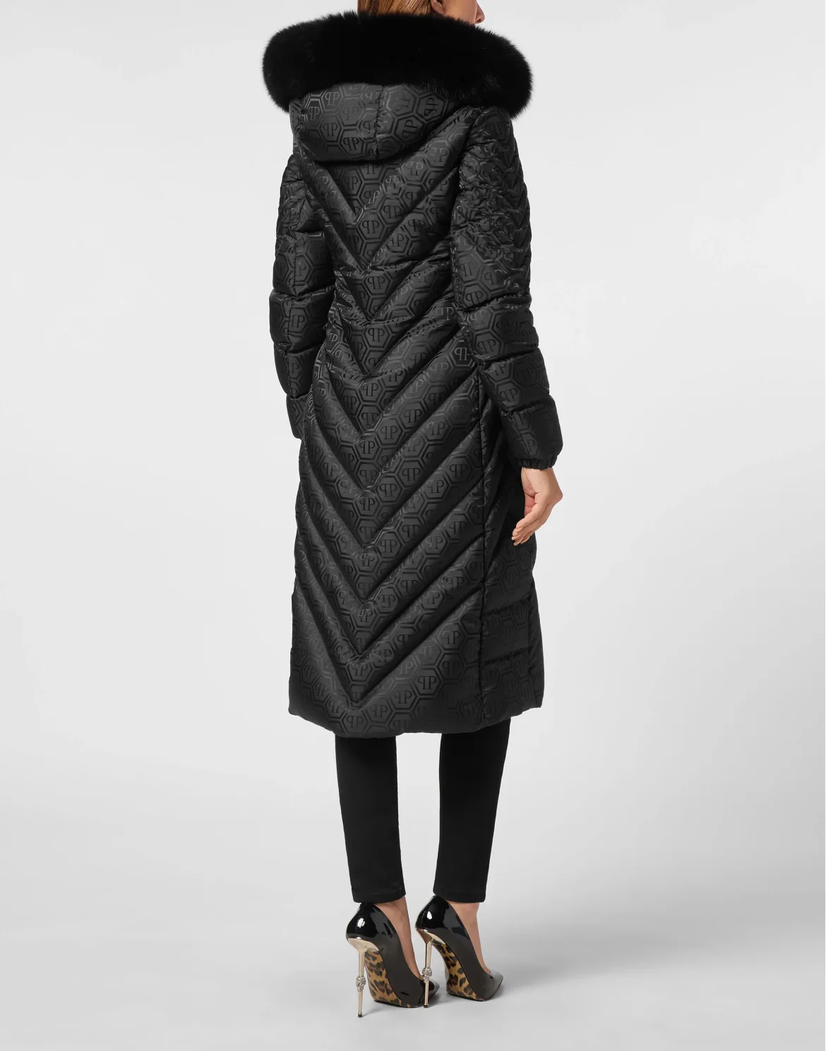 Long Coat Puffer Jacket Monogram, цвет: Черный