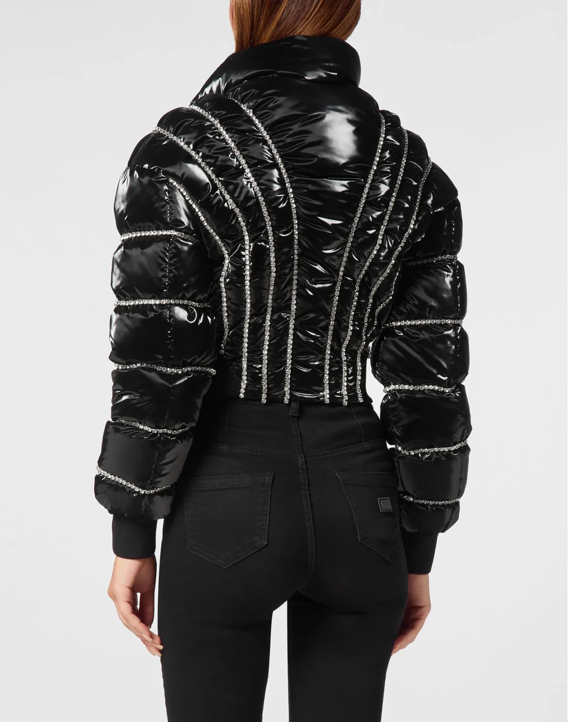 Multicutted Down Jacket Strass, цвет: Черный