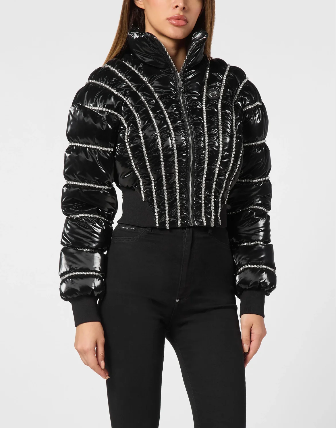 Multicutted Down Jacket Strass, цвет: Черный