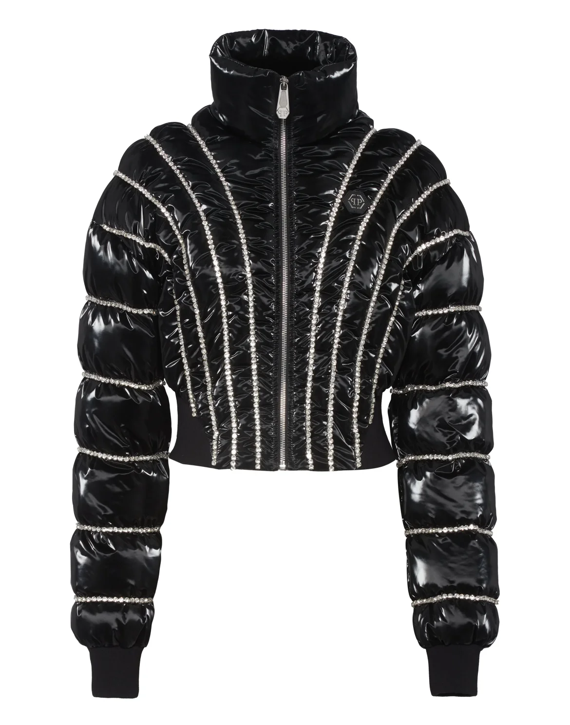Multicutted Down Jacket Strass, цвет: Черный