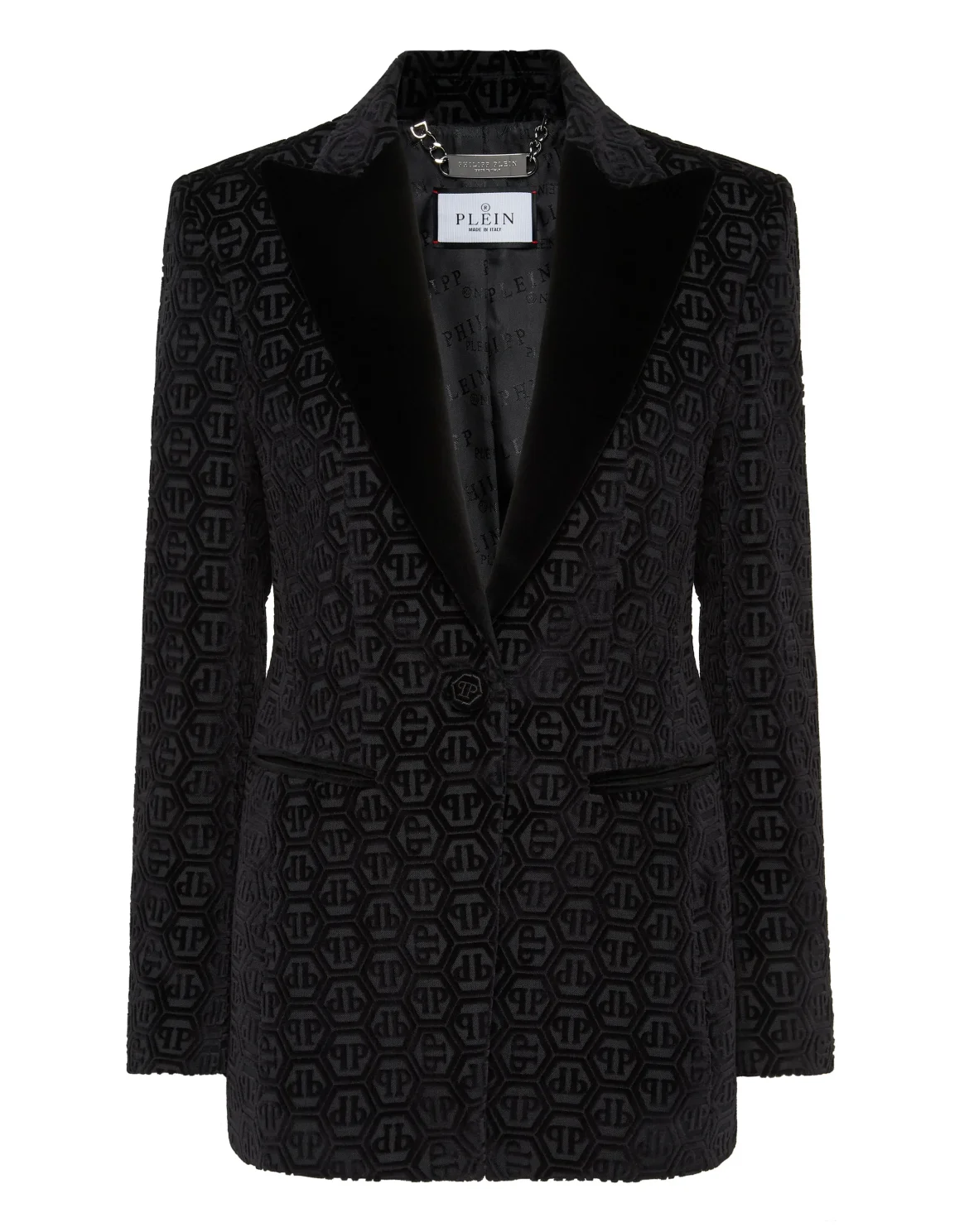 Velvet Single Breasted Blazer Monogram, цвет: Черный