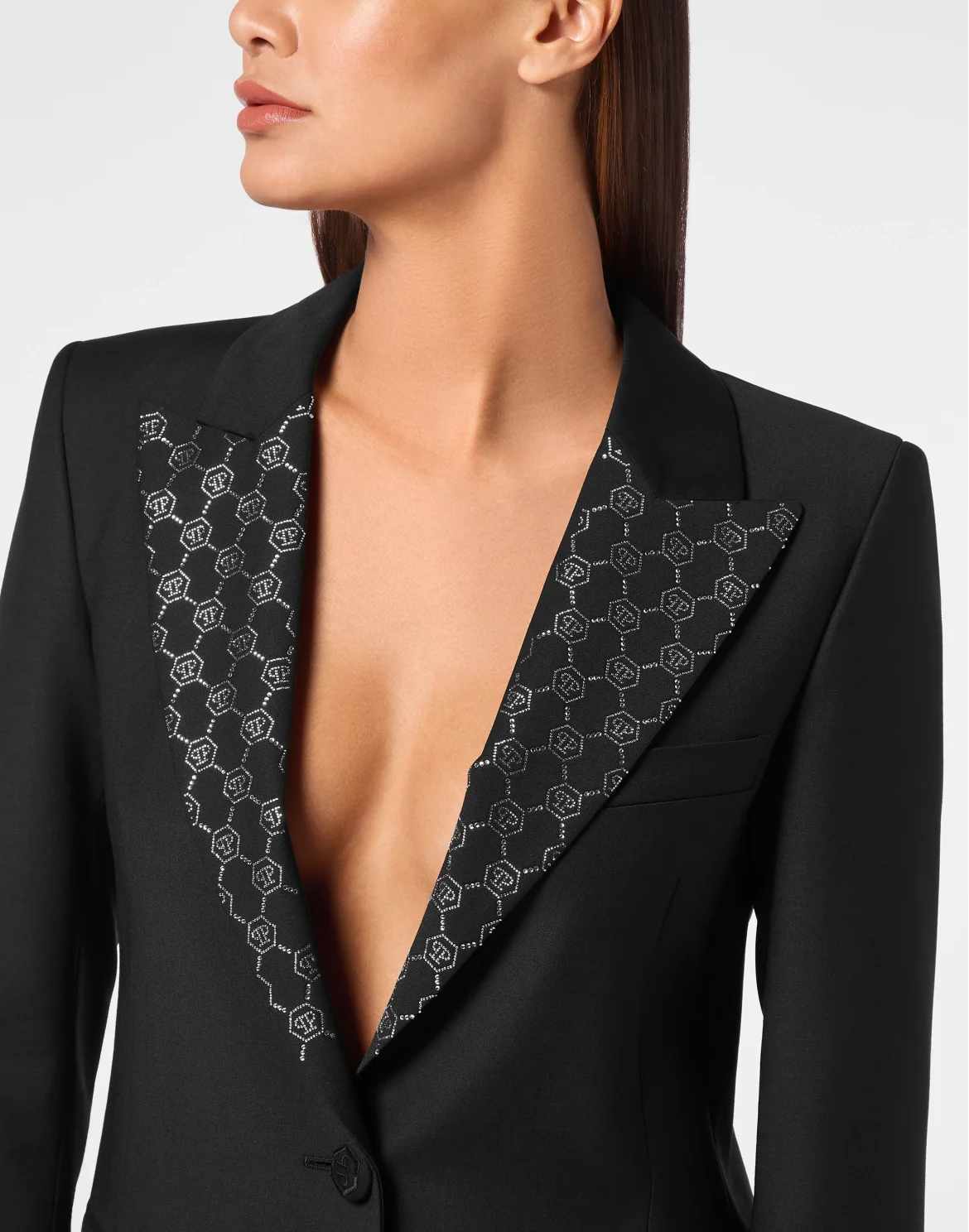 Wool Boxy Blazer Strass Monogram, цвет: Черный