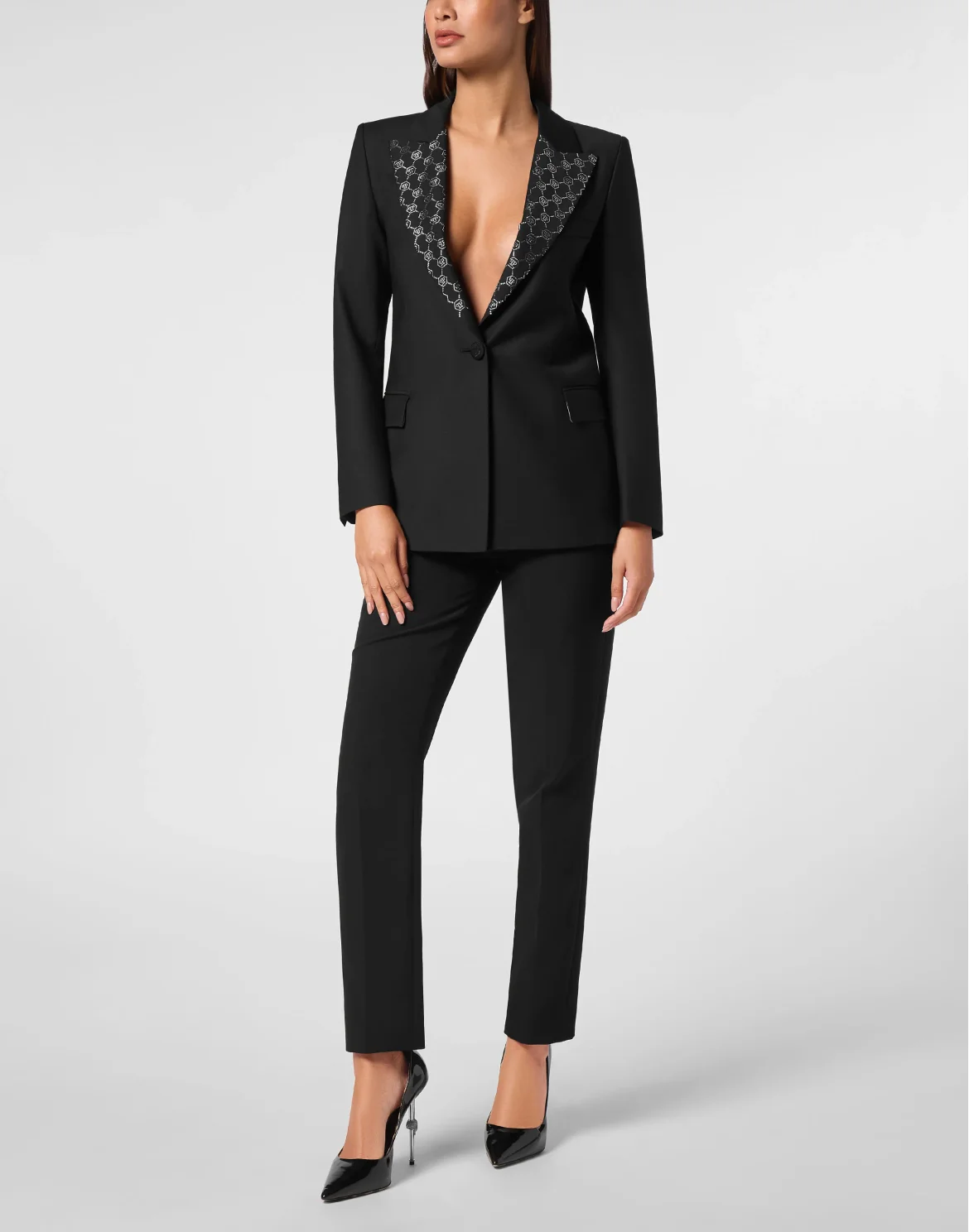 Wool Boxy Blazer Strass Monogram, цвет: Черный