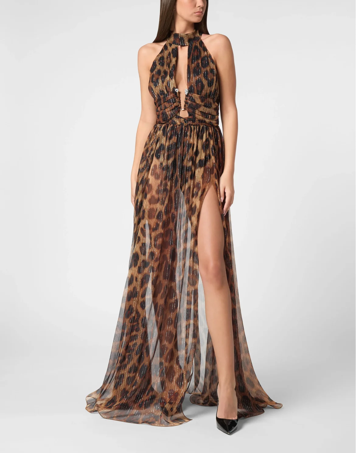 Silk Chiffion Long Dress Leopard, цвет: Леопард