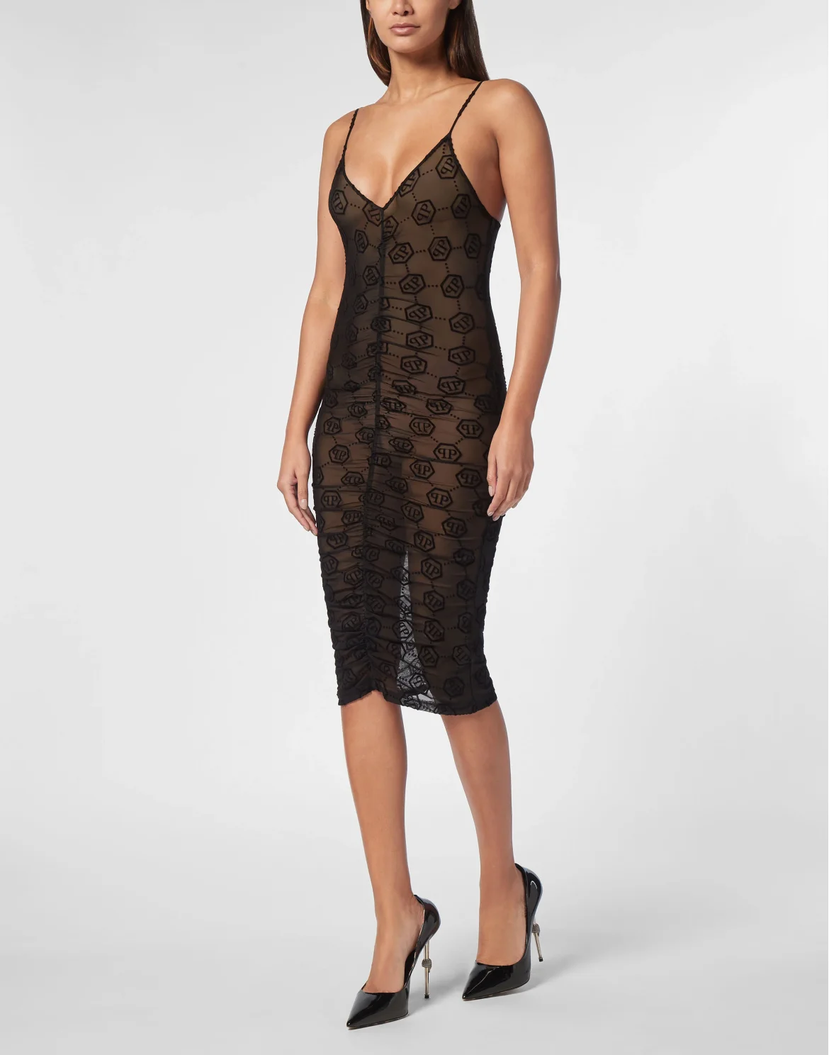 Tulle Midi Dress Monogram, цвет: Черный