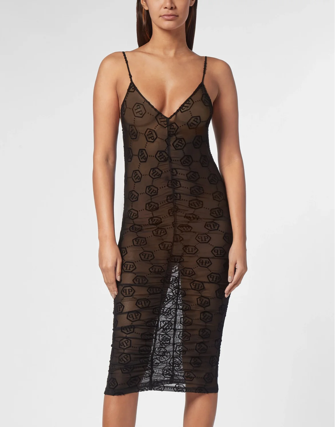 Tulle Midi Dress Monogram, цвет: Черный