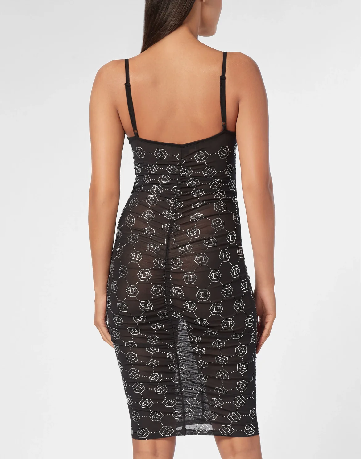 Tulle Midi Dress Strass Monogram, цвет: Черный