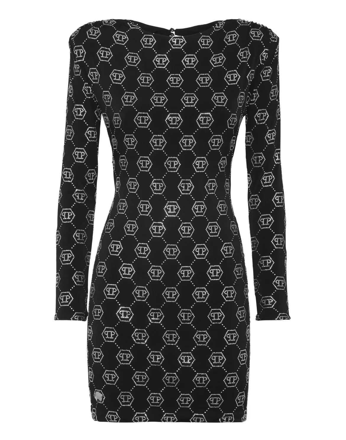 Mini Dress With Padded Shoulders Monogram, цвет: Черный