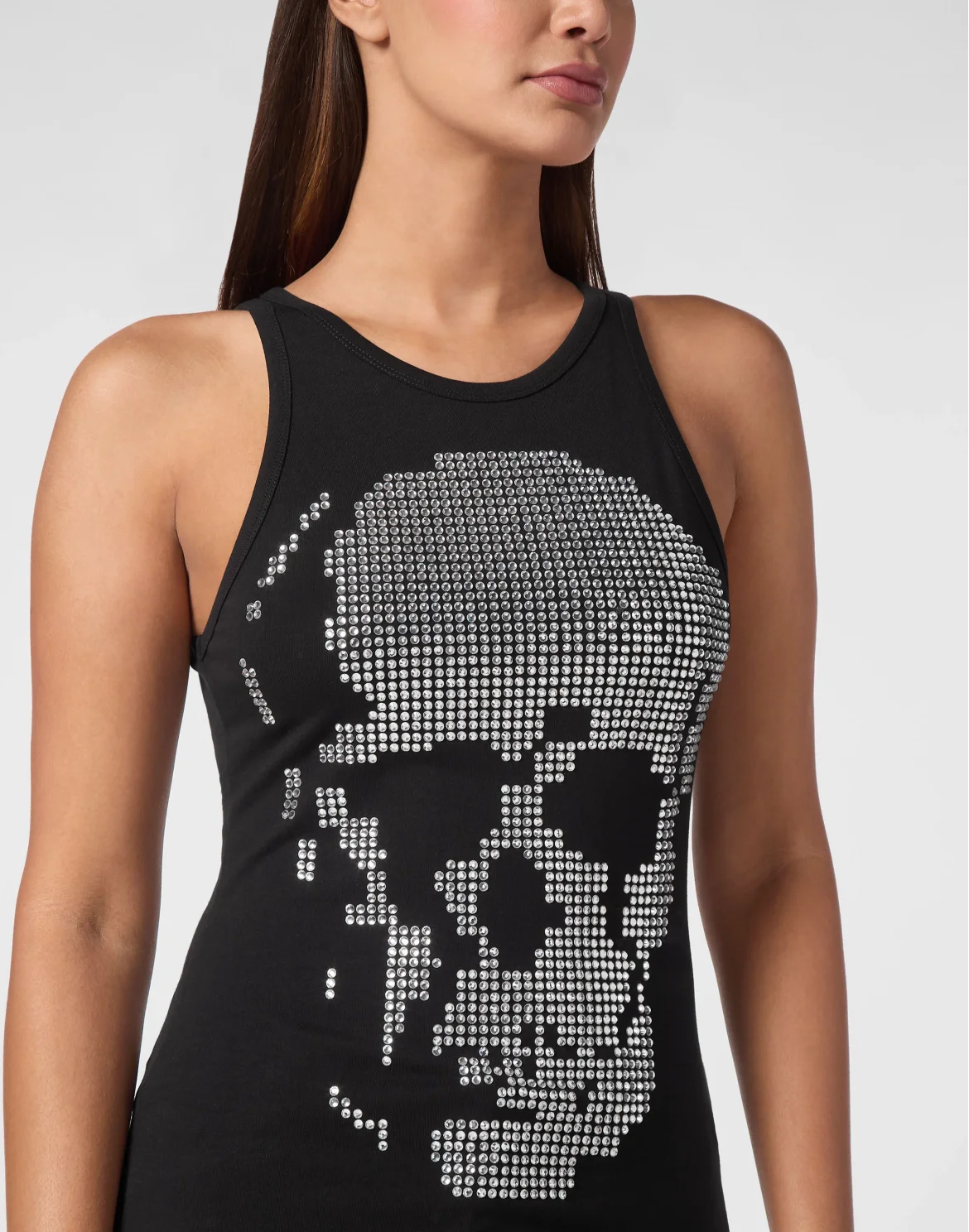 Ribbed Tank Top Skull strass, цвет: Черный