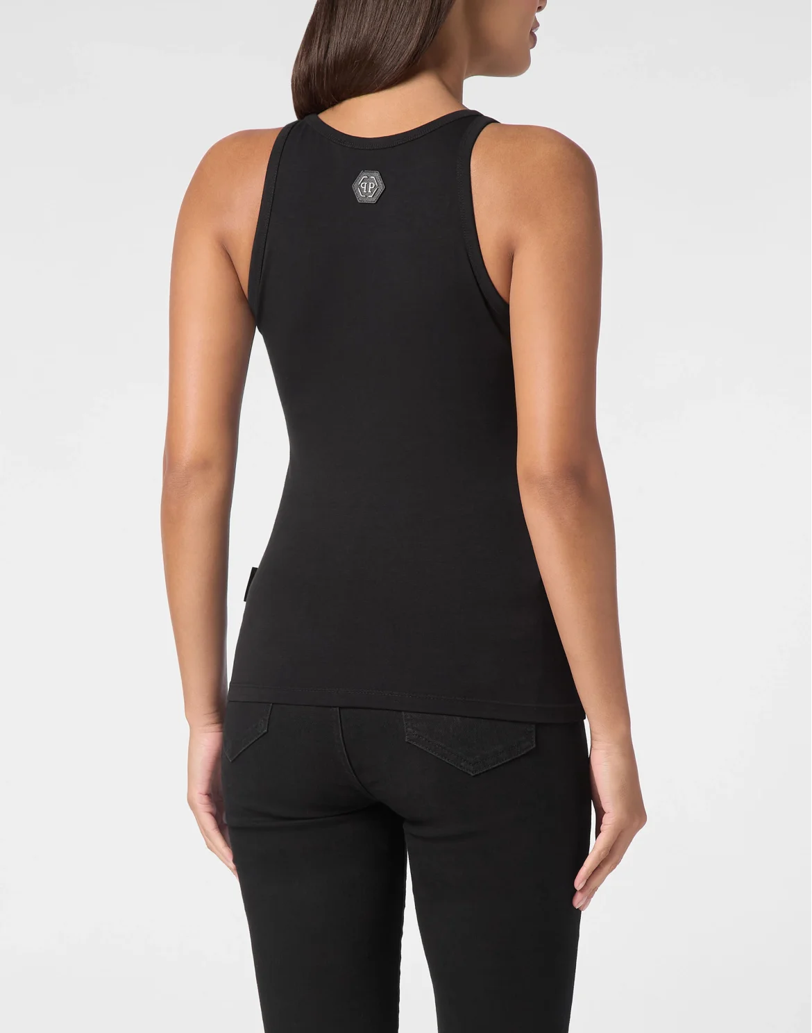 Ribbed Tank Top Skull strass, цвет: Черный