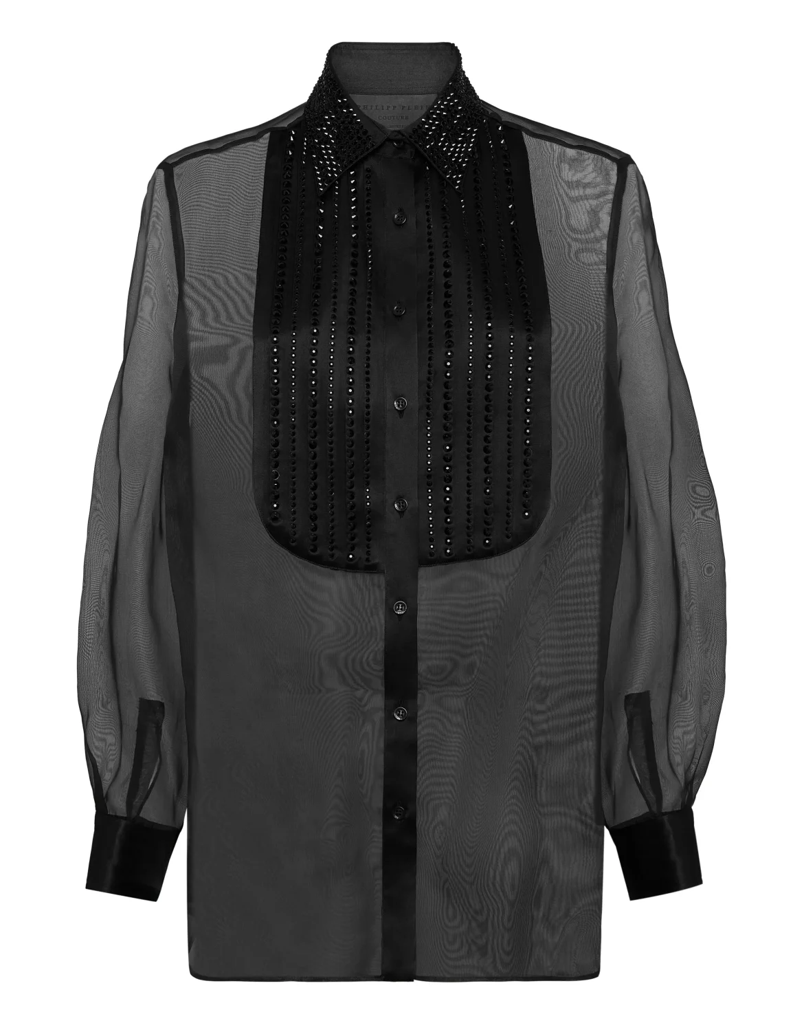 Organza Plastron Strass Regular Shirt, цвет: Черный