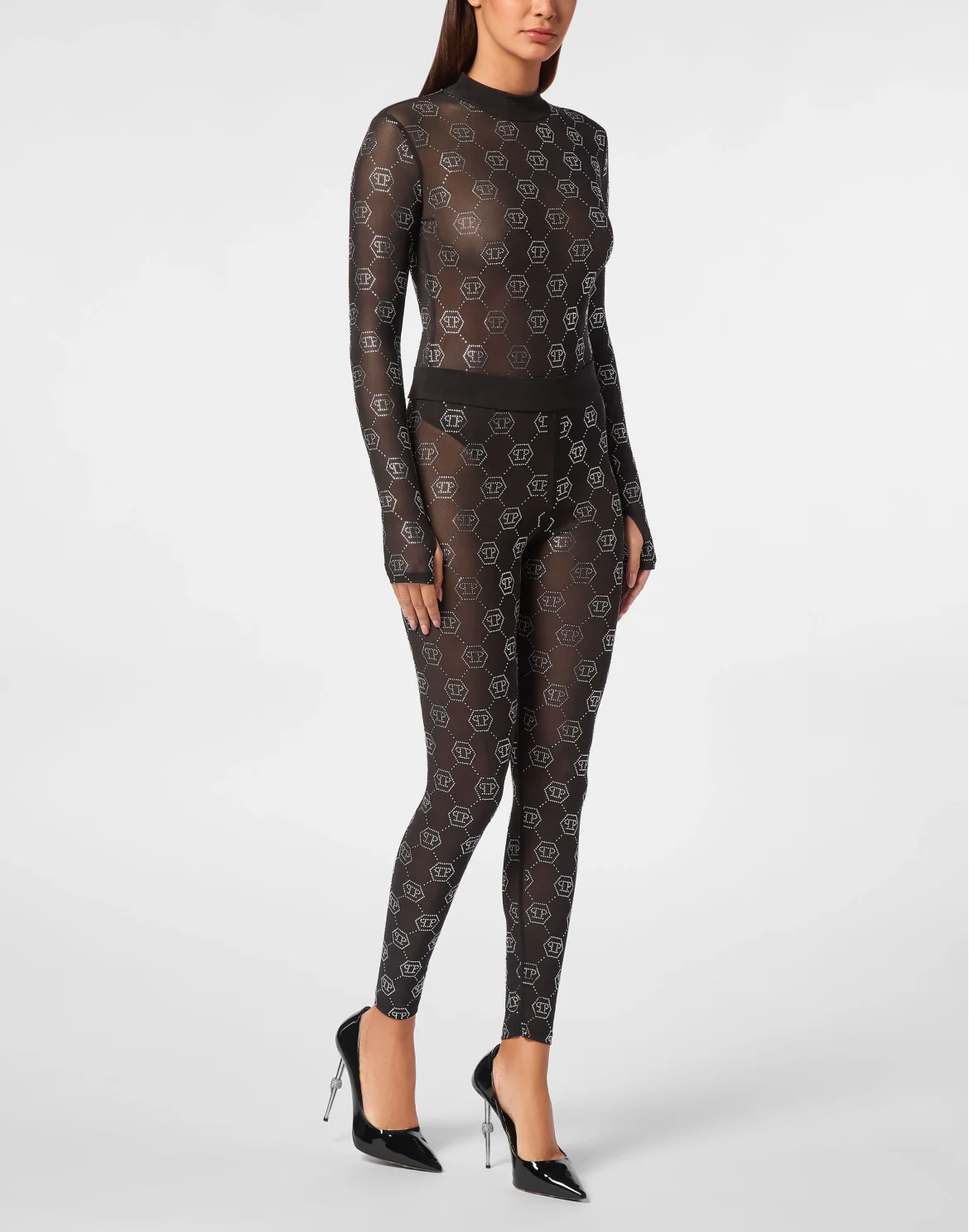 Tulle  Leggings Strass Monogram, цвет: Черный