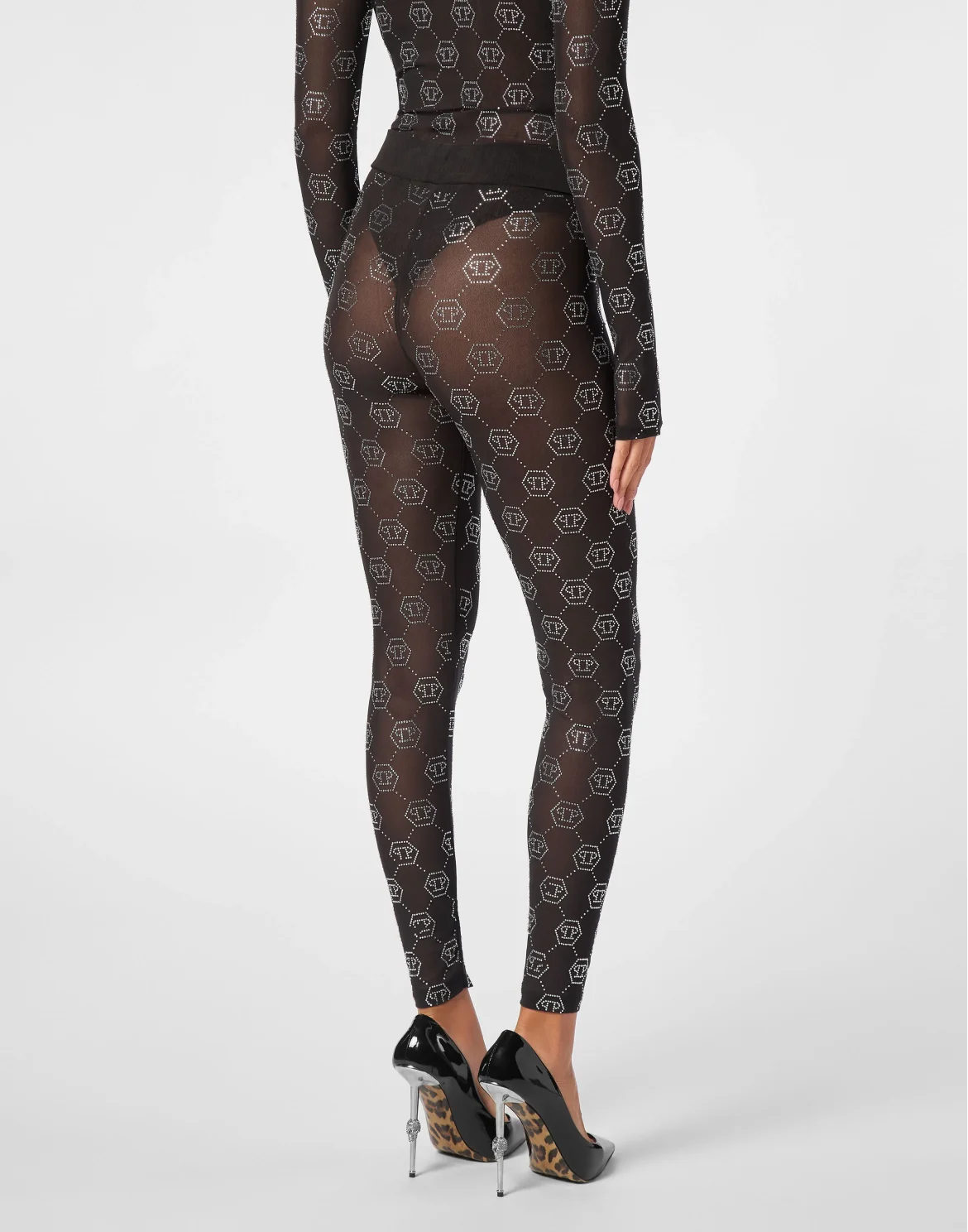 Tulle  Leggings Strass Monogram, цвет: Черный