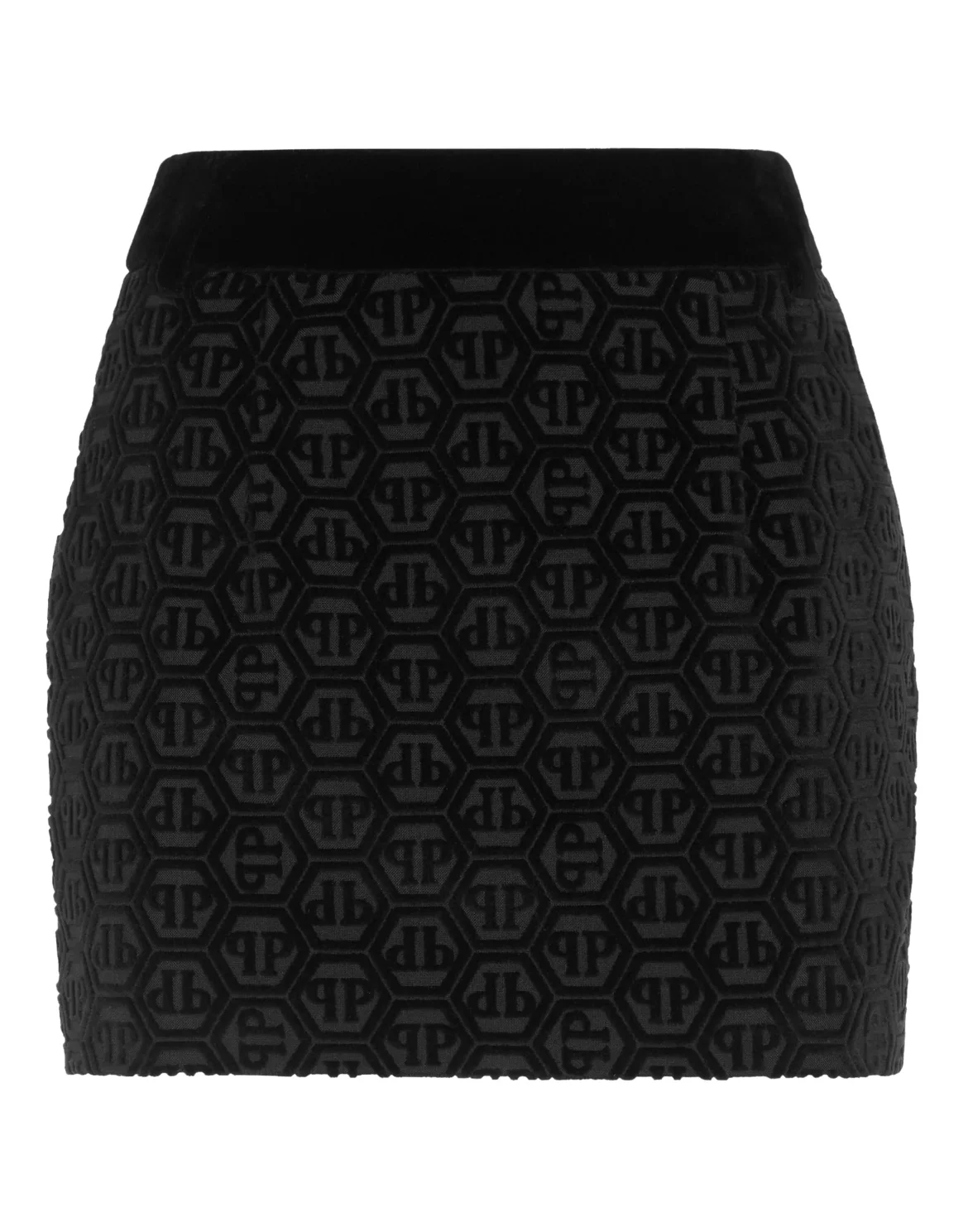 Velvet Devore Mini Skirt Monogram, цвет: Черный