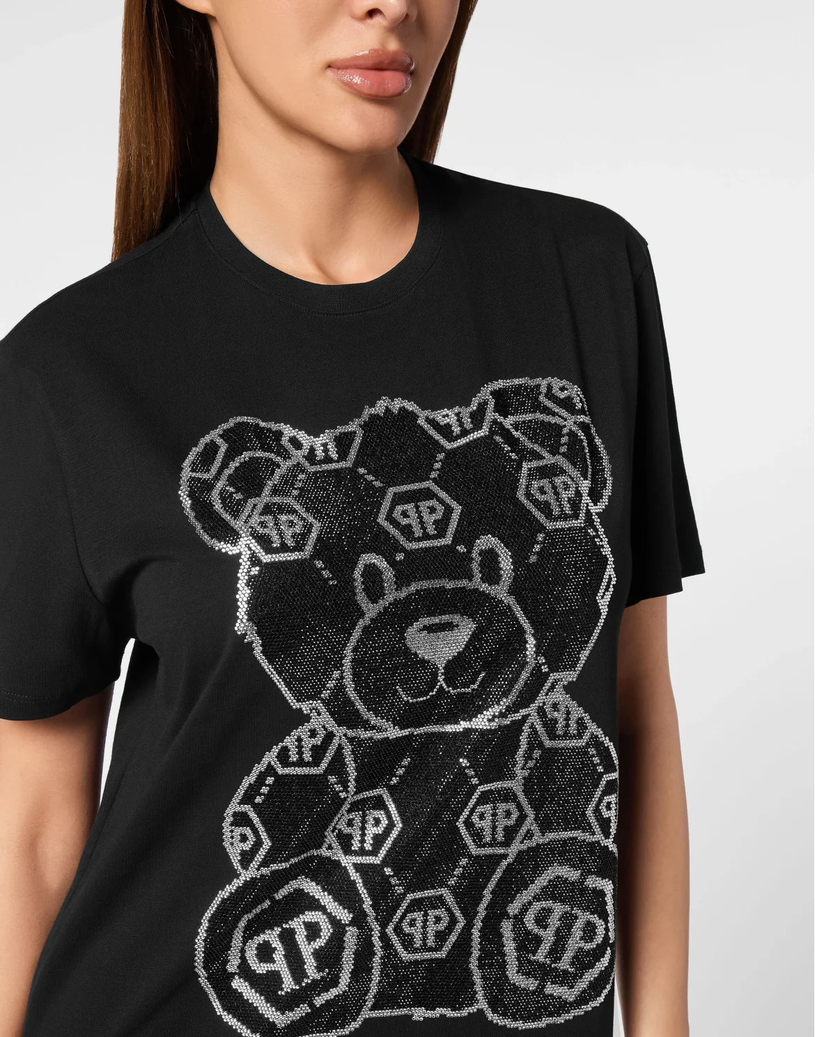 T-shirt Short Dress Strass Teddy Bear, цвет: Черный