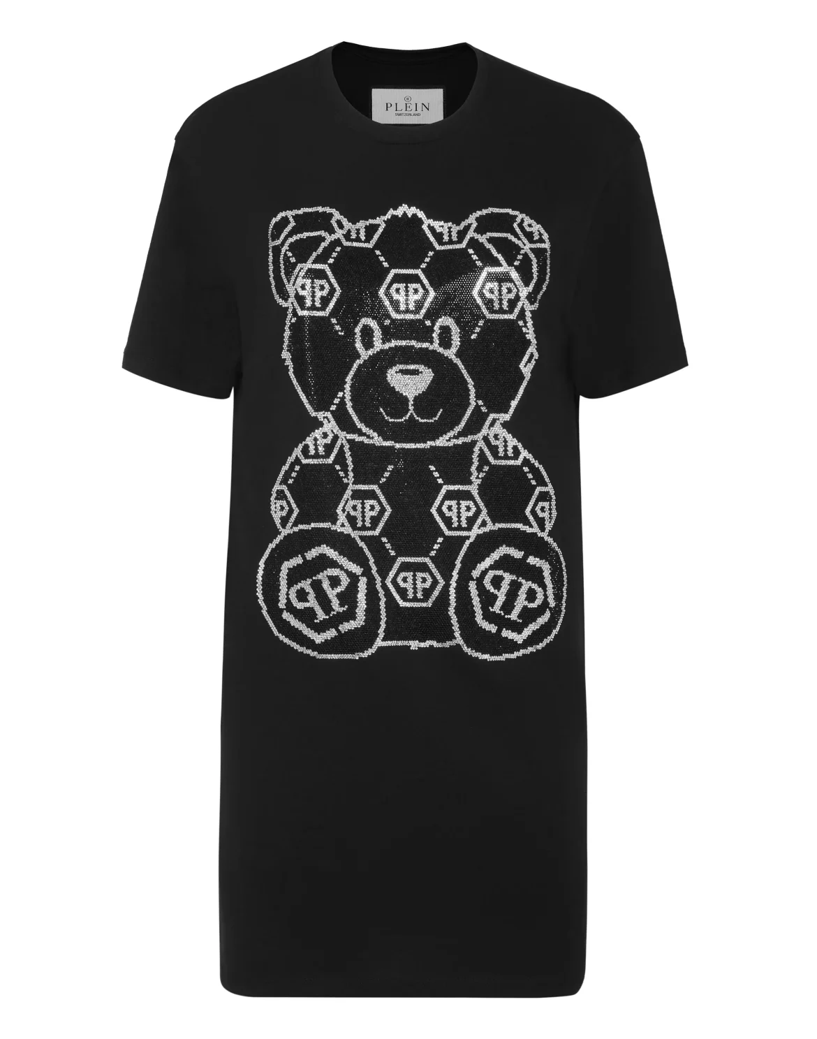 T-shirt Short Dress Strass Teddy Bear, цвет: Черный
