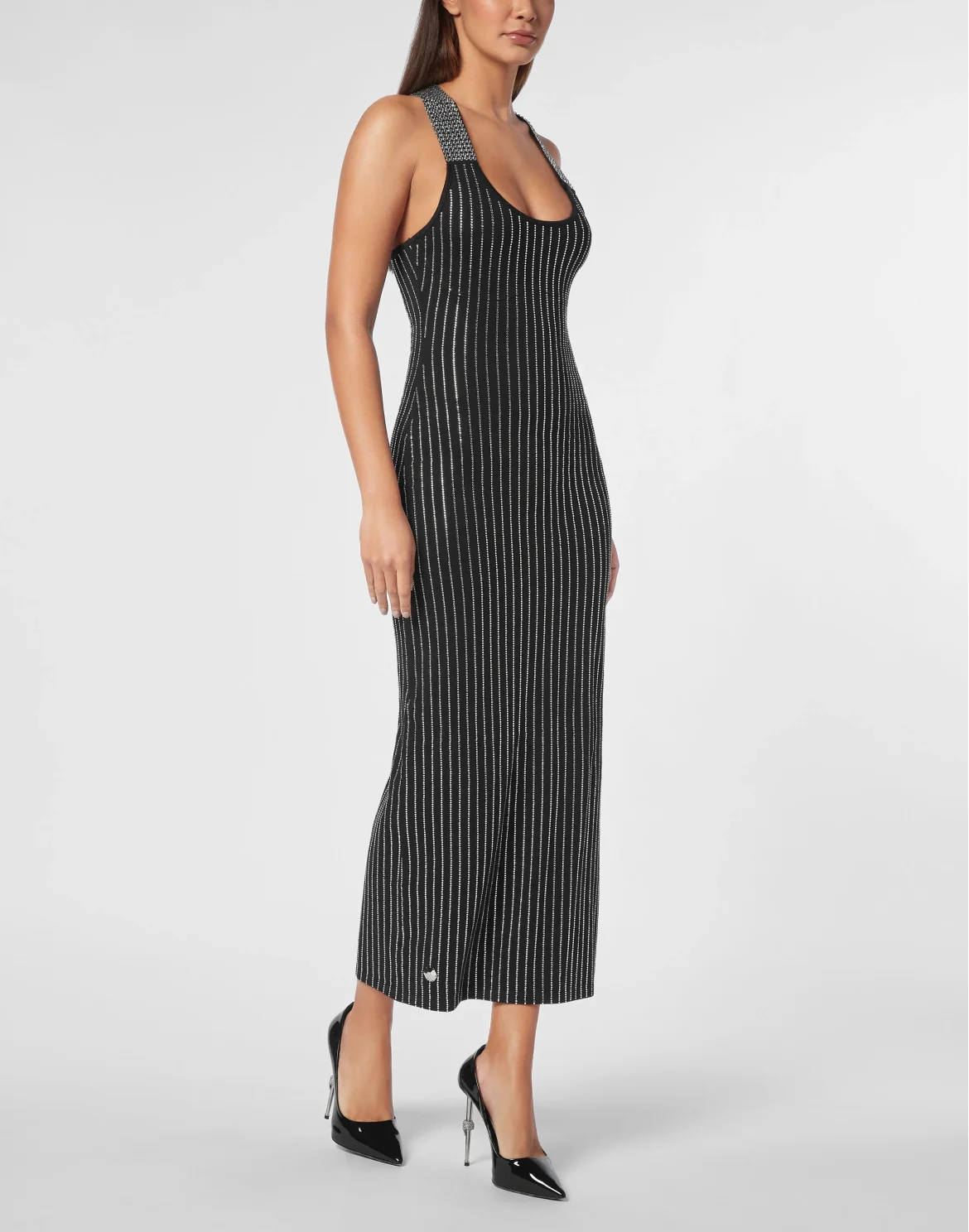 Strass T-shirt Long Dress Monogram, цвет: Черный