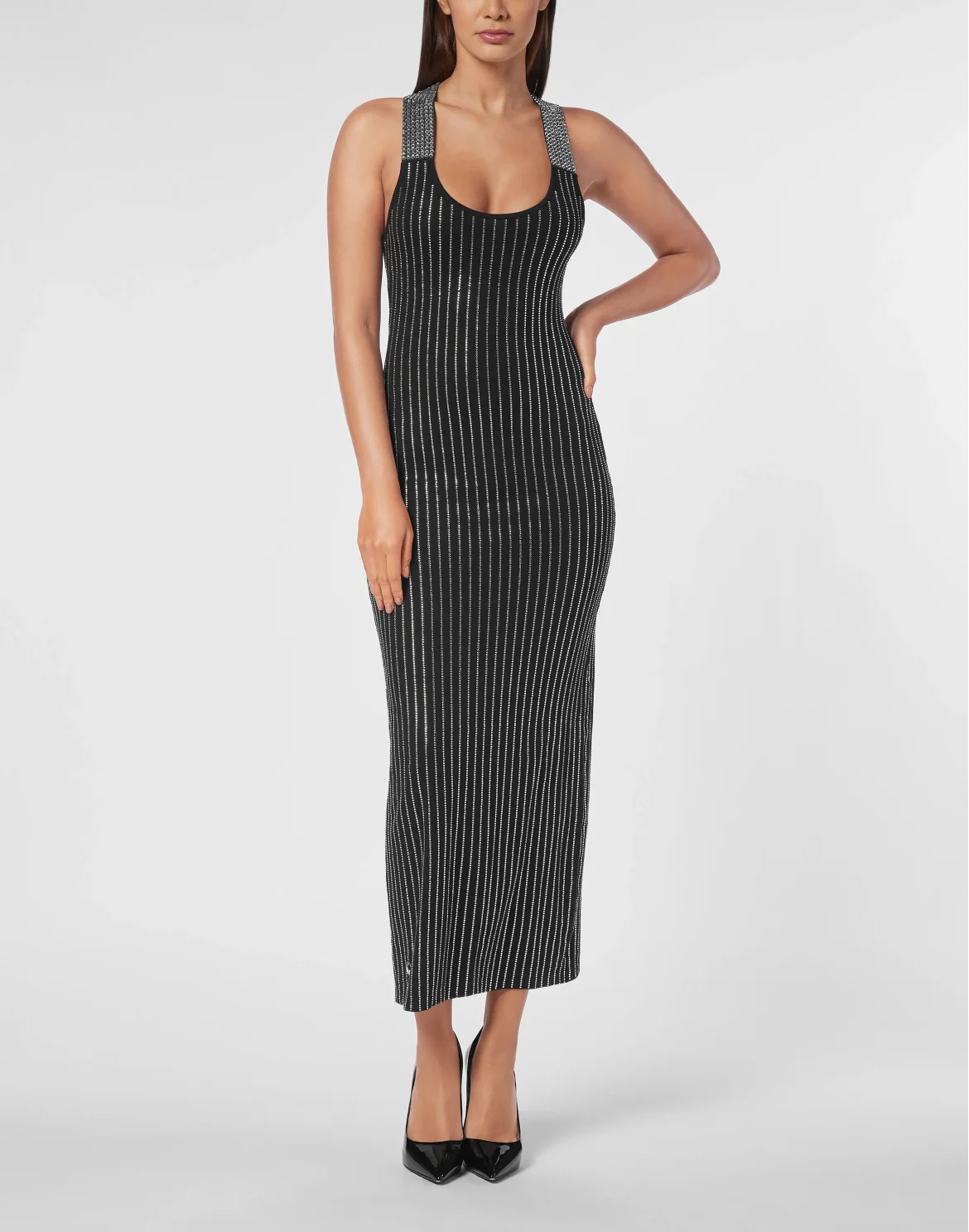 Strass T-shirt Long Dress Monogram, цвет: Черный