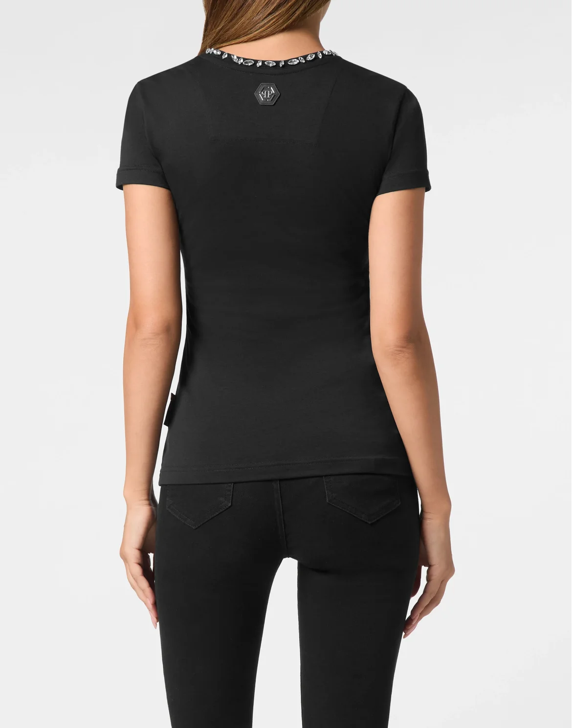 T-shirt Round Neck SS Skull Strass, цвет: Черный