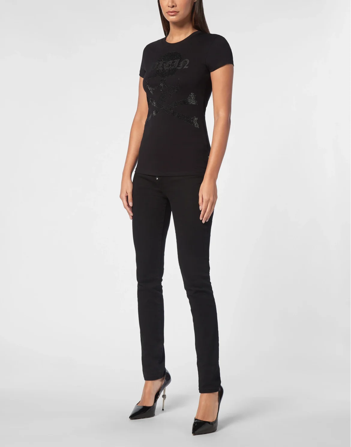 T-Shirt Sexy Pure Strass Skull&Bones, цвет: Черный