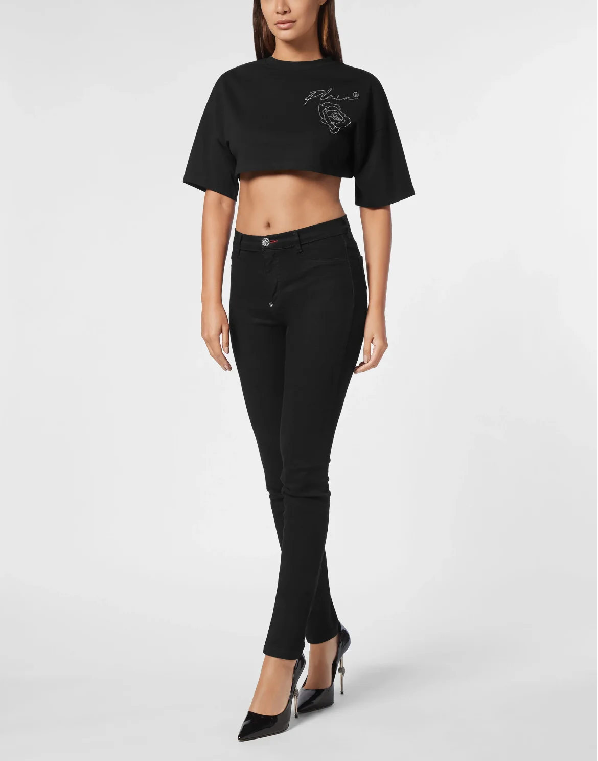 Roses Cropped Top, цвет: Черный