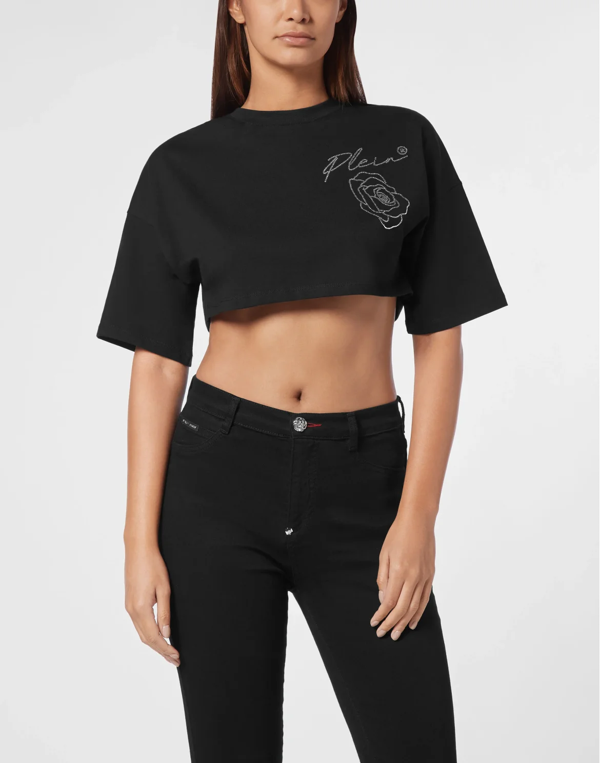 Roses Cropped Top, цвет: Черный