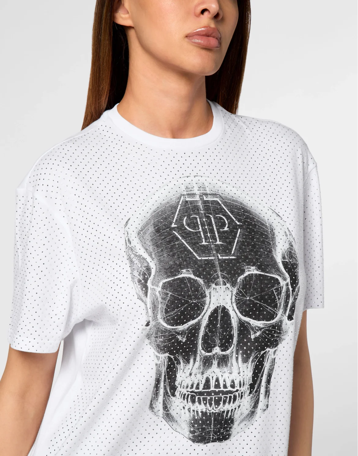 T-Shirt Man Fit Skull strass, цвет: Белый