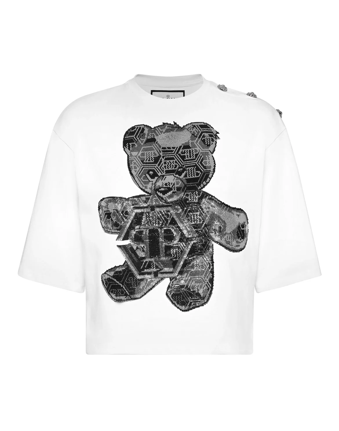 Cropped T-shirt  Strass Teddy Bear, цвет: Белый