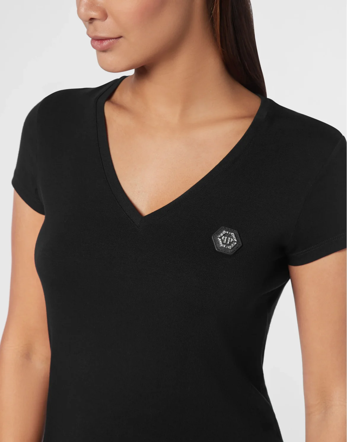 Modal T-shirt V-Neck SS, цвет: Черный