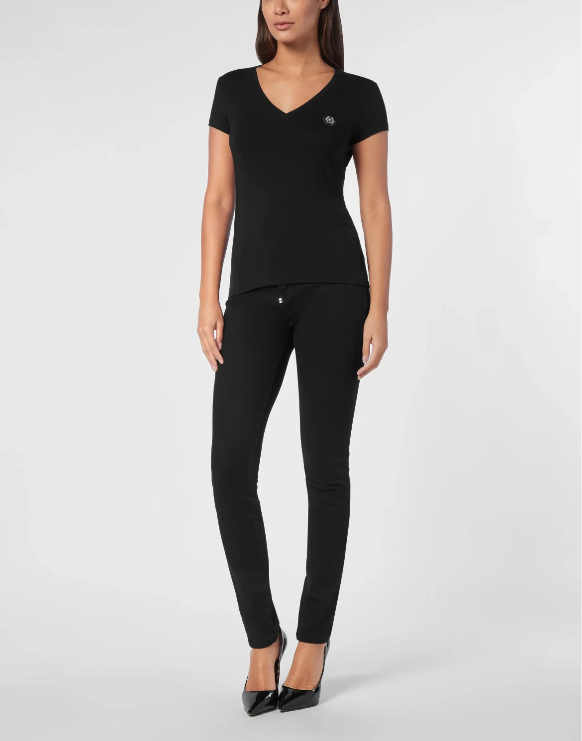 Modal T-shirt V-Neck SS, цвет: Черный