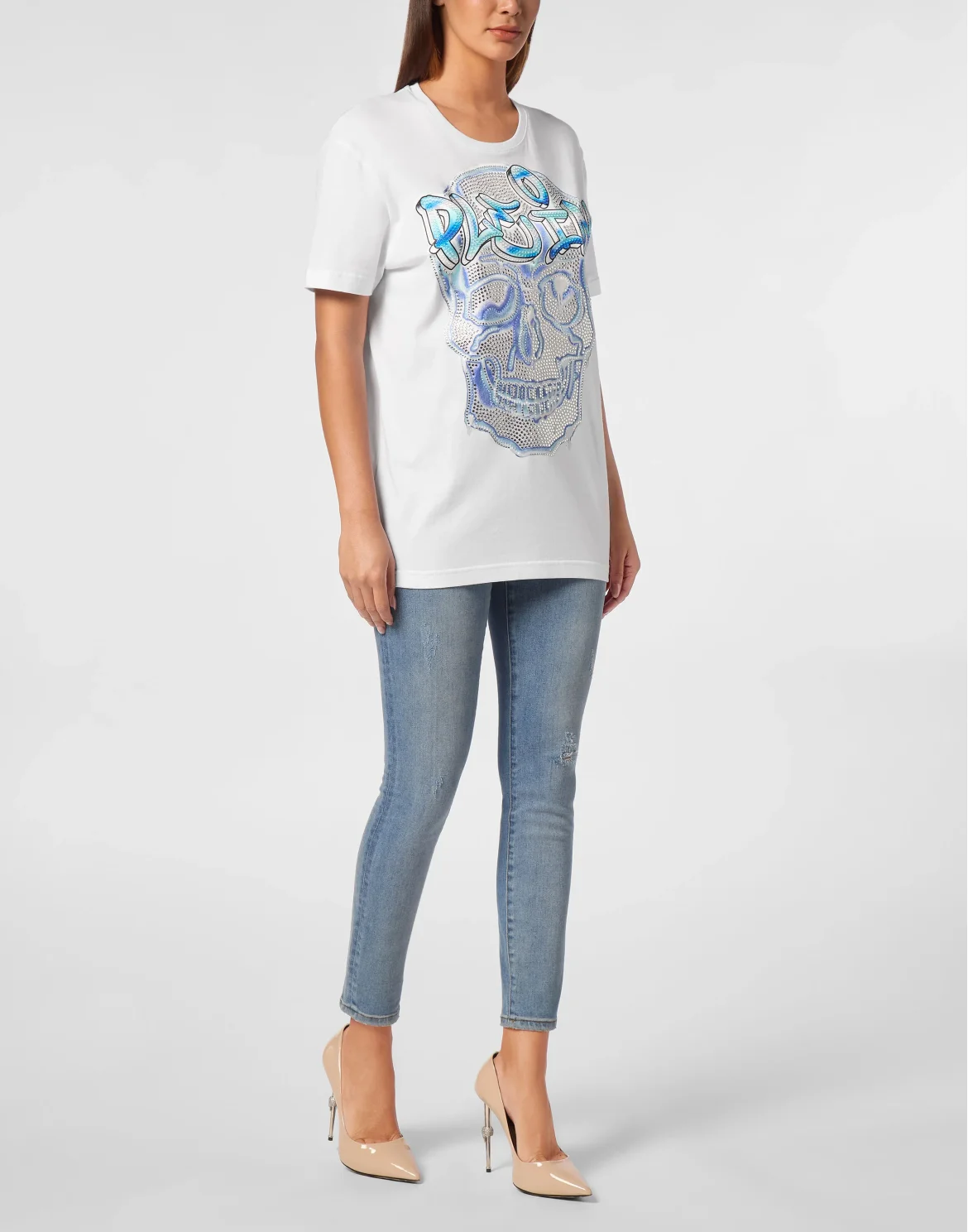 T-Shirt Man Fit Skull, цвет: Белый