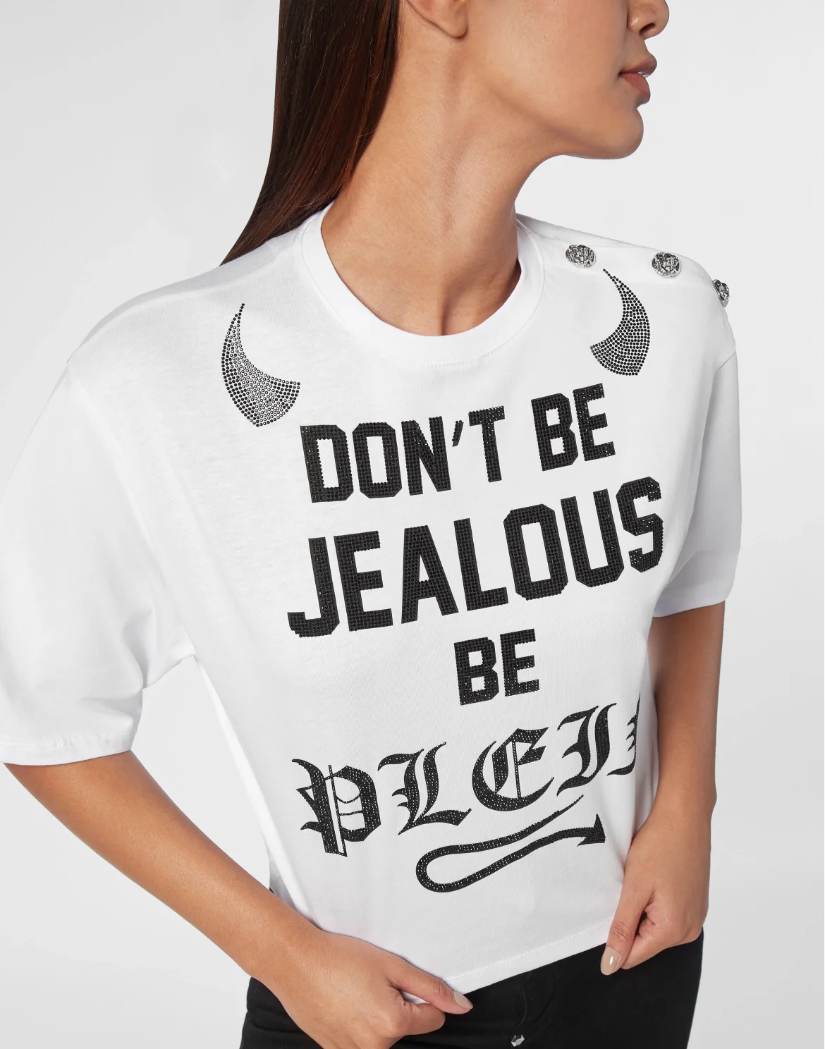 Oversize Cropped T-shirt Round Neck SS, цвет: Белый