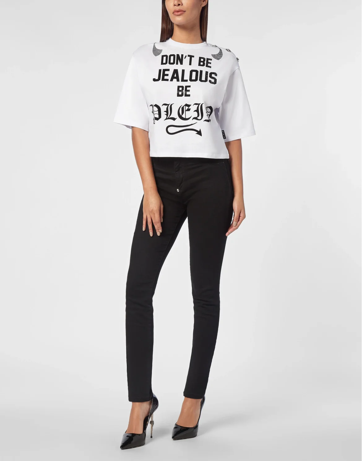 Oversize Cropped T-shirt Round Neck SS, цвет: Белый
