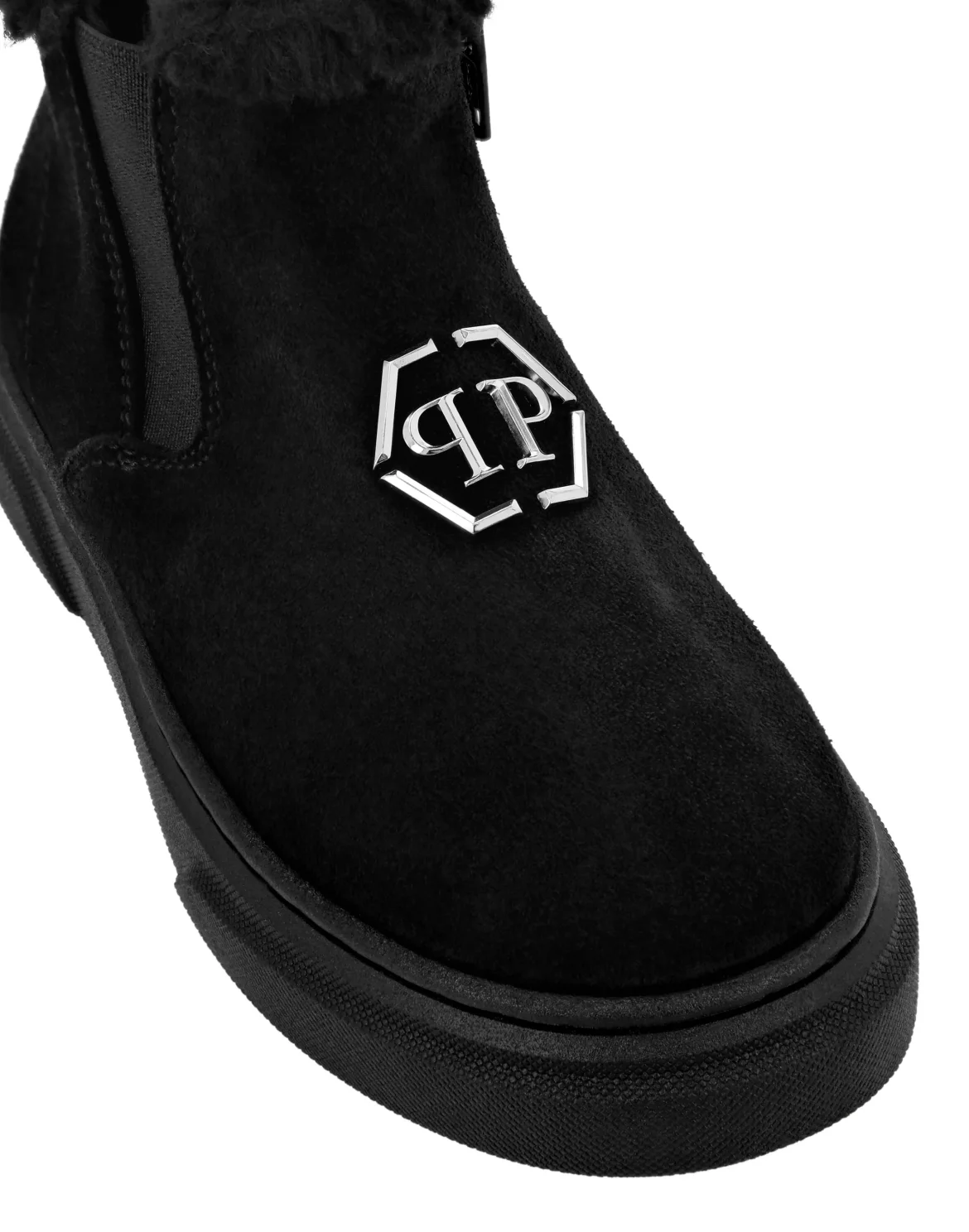 Eco Shearling Suede Anckle Boots, цвет: Черный