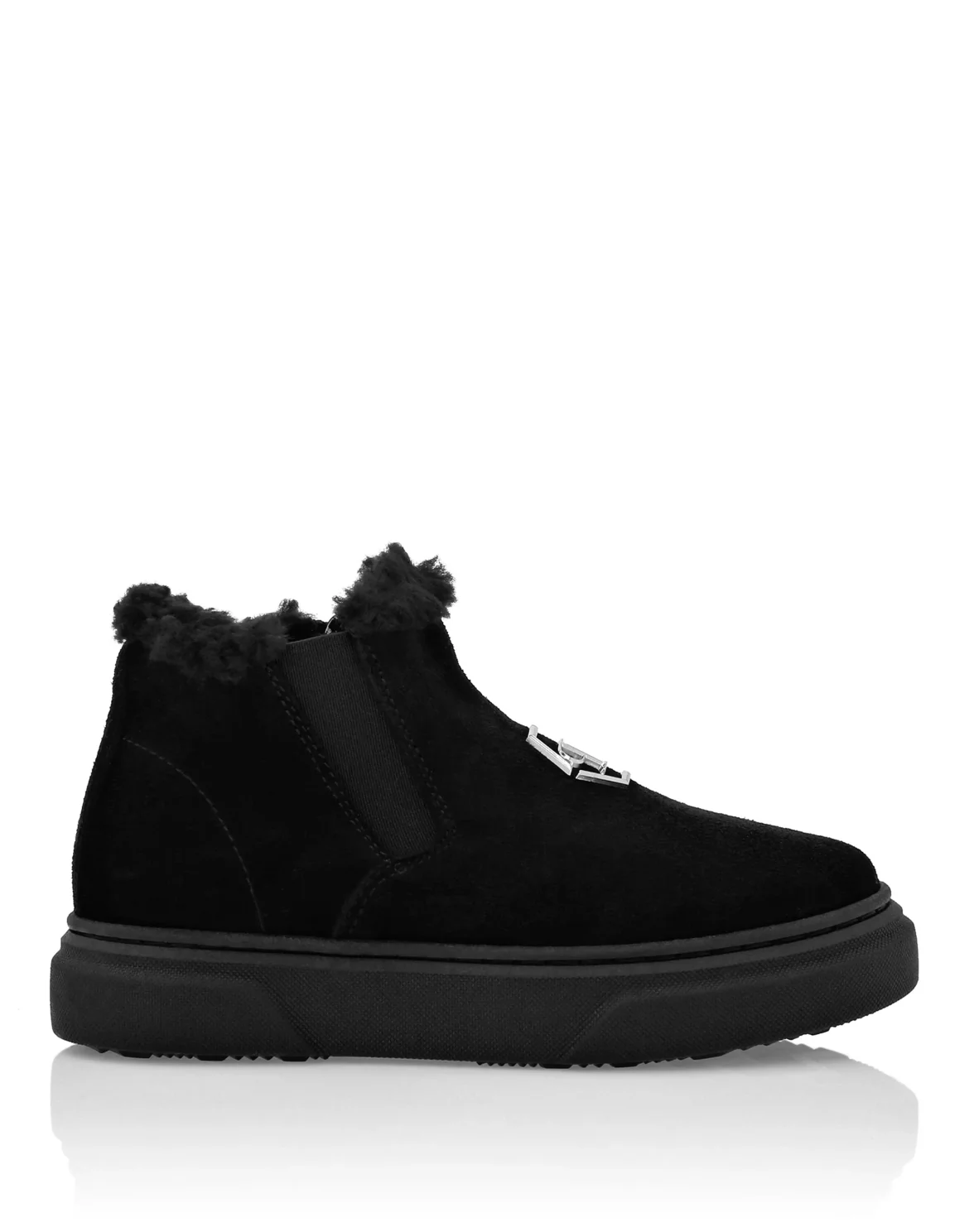 Eco Shearling Suede Anckle Boots, цвет: Черный