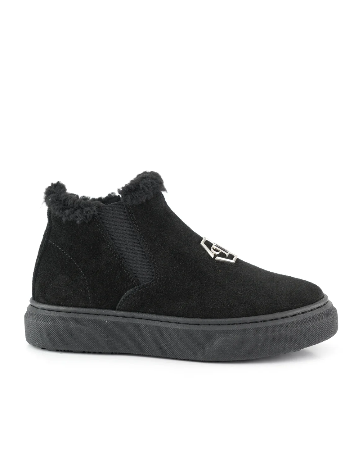Eco Shearling Suede Anckle Boots, цвет: Черный