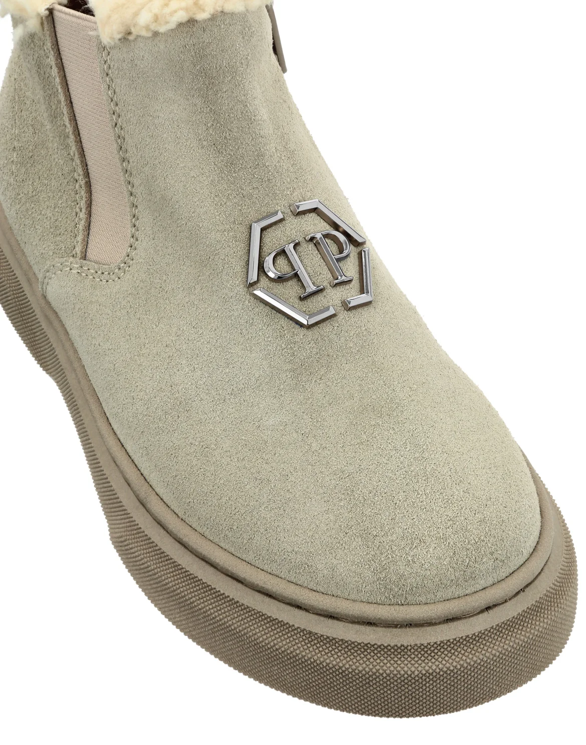 Eco Shearling Suede Anckle Boots, цвет: Бежевый