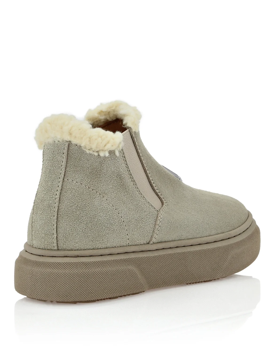 Eco Shearling Suede Anckle Boots, цвет: Бежевый