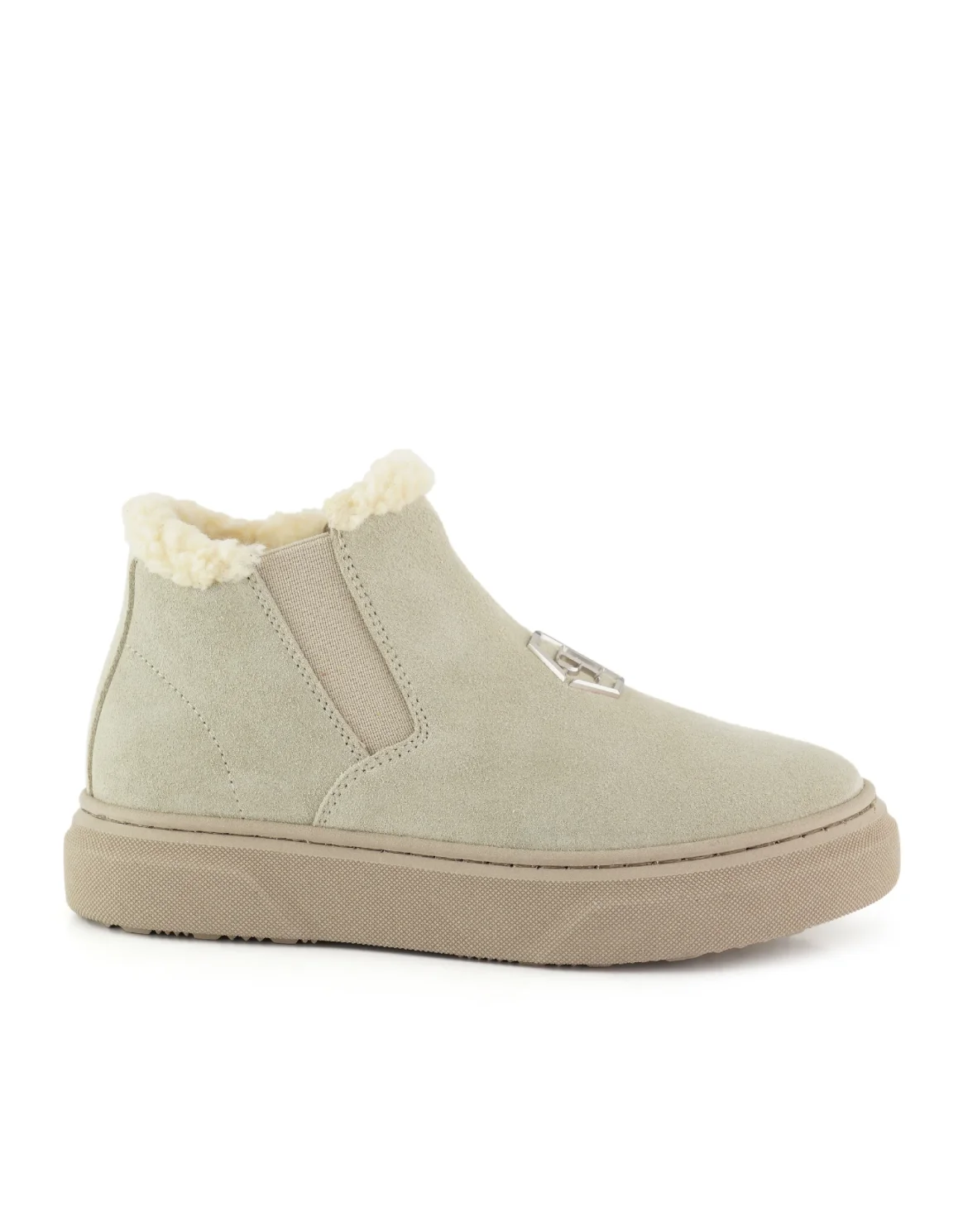 Eco Shearling Suede Anckle Boots, цвет: Бежевый