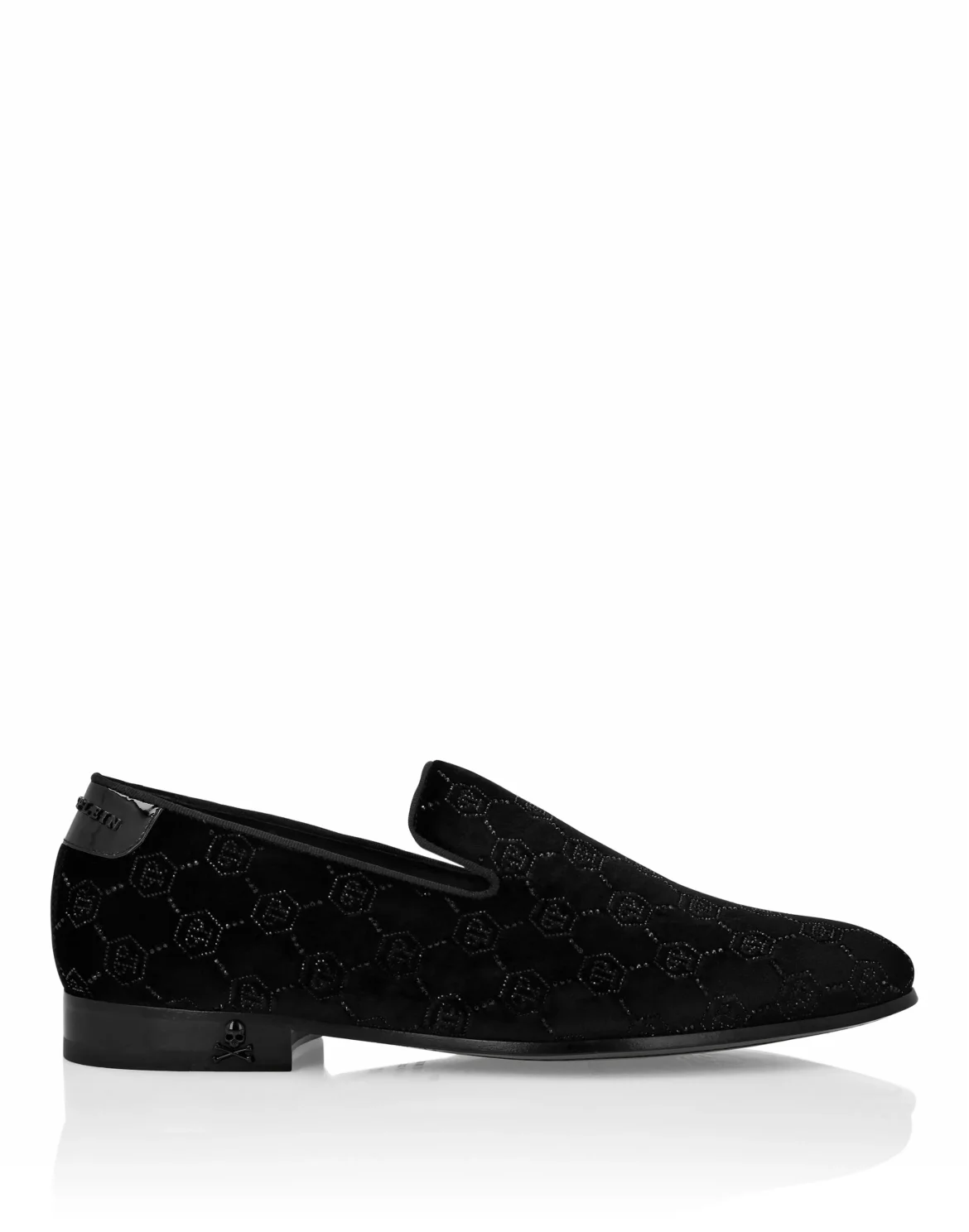 Velvet Loafers Strass Monogram, цвет: Черный