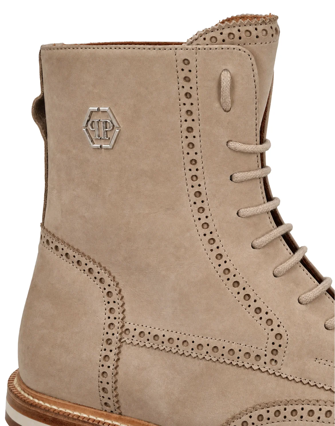 Nubuck Boots Mid Flat Hexagon, цвет: Бежевый