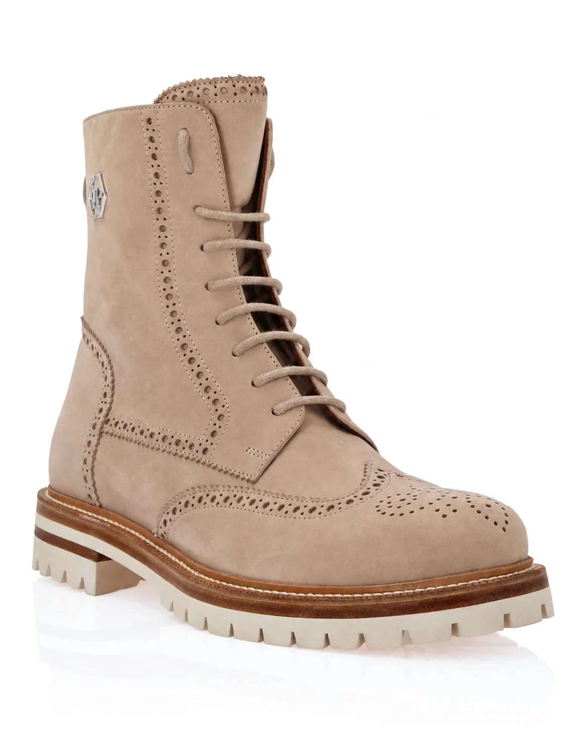 Nubuck Boots Mid Flat Hexagon, цвет: Бежевый