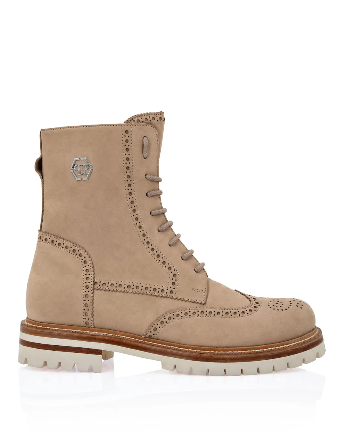 Nubuck Boots Mid Flat Hexagon, цвет: Бежевый