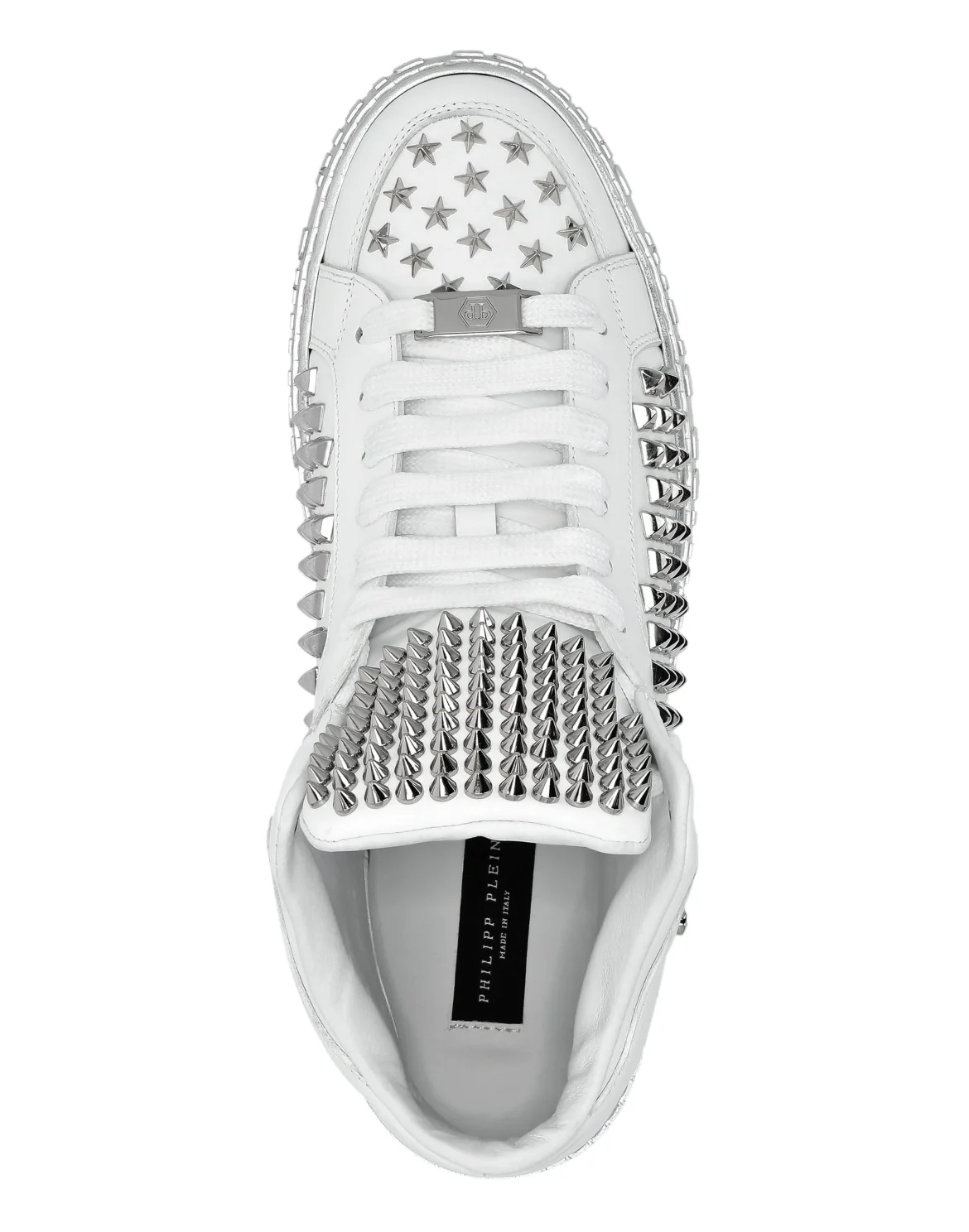 Nappa Leather Mid-Top Sneakers Studs, цвет: Белый