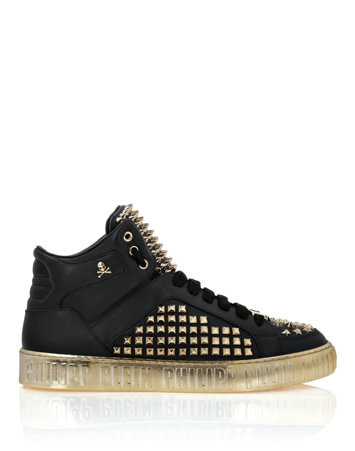 Nappa Leather Mid-Top Sneakers Studs, цвет: Черный