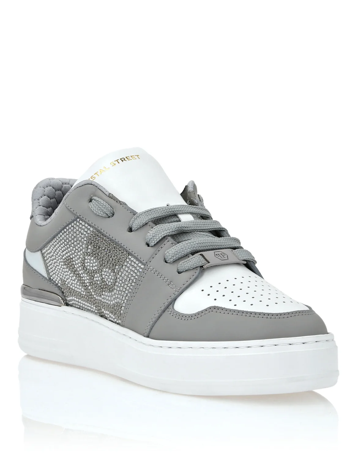 Lo-Top Crystal Leather Sneakers Skull&Bones, цвет: Белый