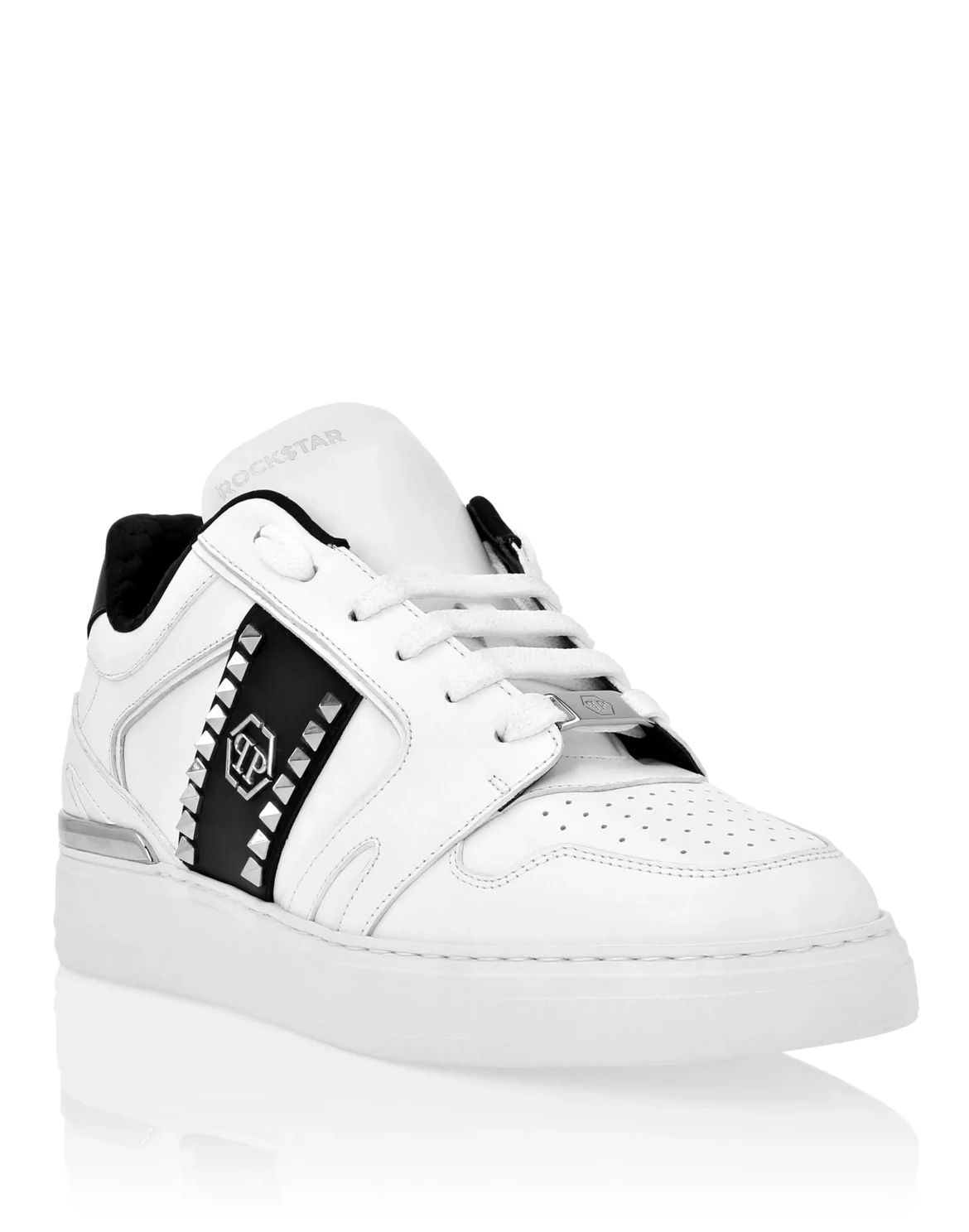 Nappa Leather Lo-Top Sneakers Studs, цвет: Белый