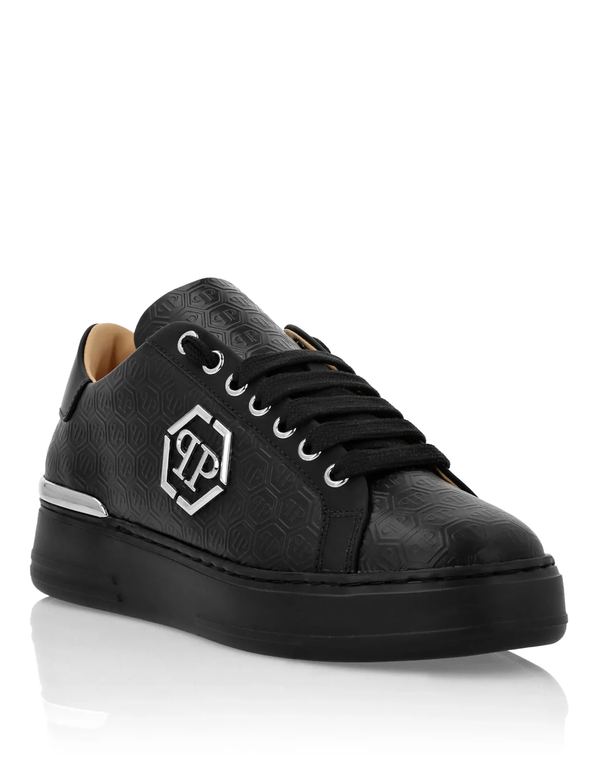 Nappa Leather Lo-Top Sneakers Monogram, цвет: Черный